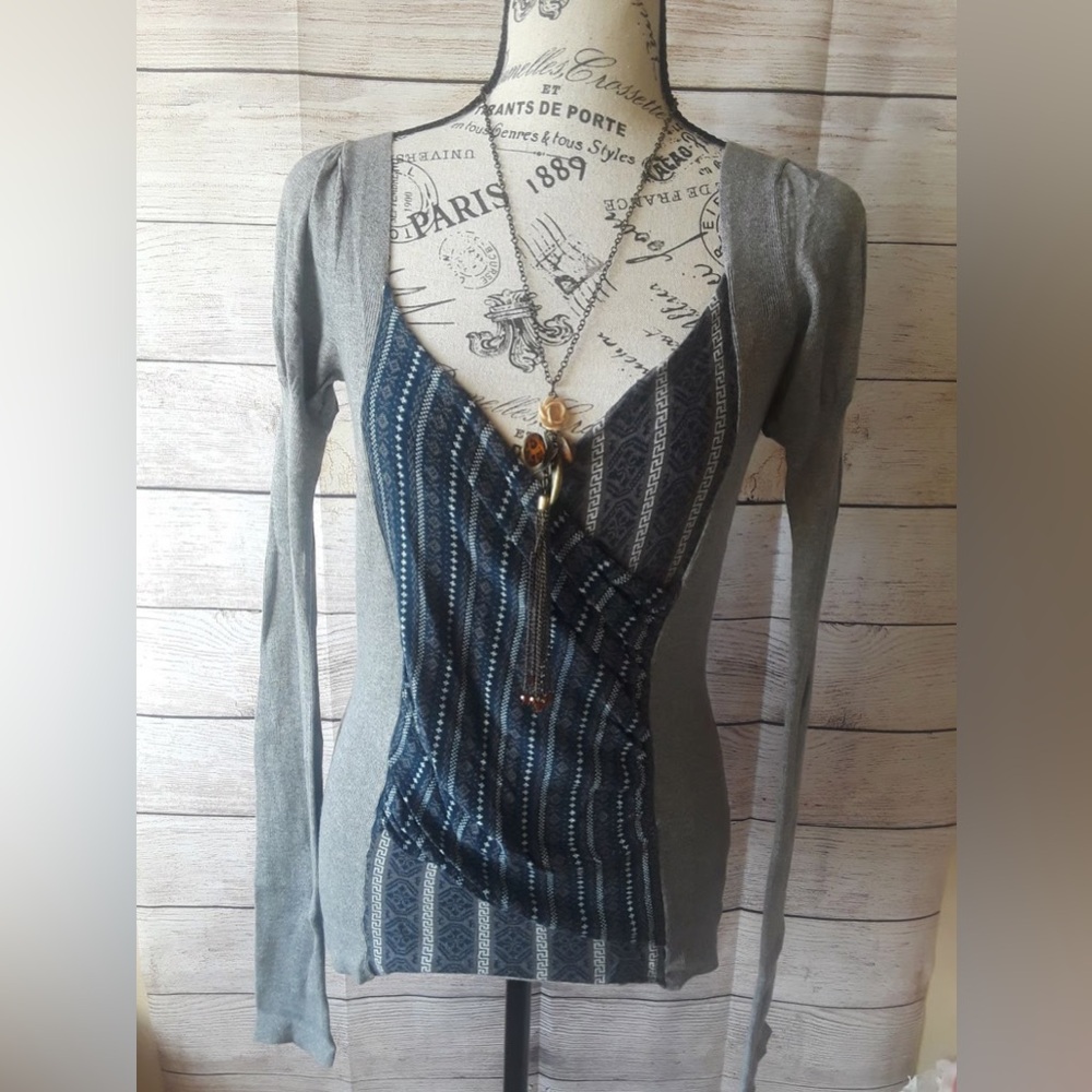 Women’s Free People Pattern Wrap Mixed Media Sweater Size Small